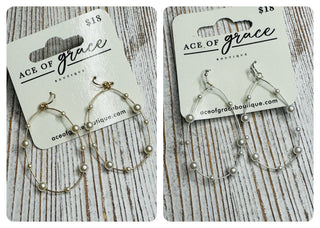 Wire Pearl Earrings- LIVESALE-Ace of Grace Women's Boutique