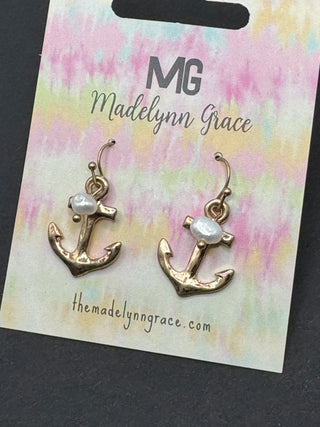 Pearl Anchor earrings- LIVESALE-Ace of Grace Women's Boutique