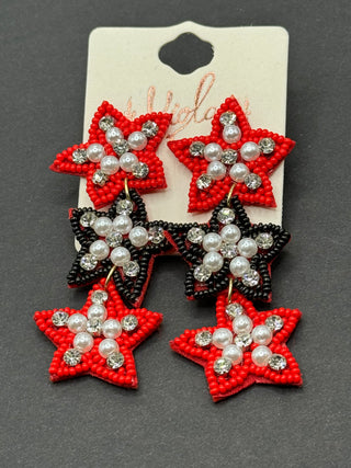 Black & Red Star earrings- LIVESALE-Ace of Grace Women's Boutique