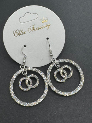 Double Circle Rhinestone earrings- LIVESALE-Ace of Grace Women's Boutique