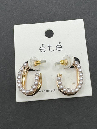 Gold Pearl Double Hoop earrings- LIVESALE-Ace of Grace Women's Boutique