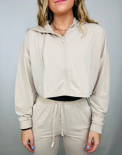 Beige Cropped Full Zip Active Jacket