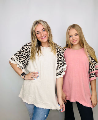 Ruffle Sleeve Cheetah Print Top- ANIMAL PRINT, CHEETAH, CHEETAH PRINT, CHEETAH TOP, clothing, Curvy, FALL, fall transition, PLUS, plus size, ruffle sleeves, Sale, Tops-Ace of Grace Women's Boutique