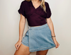 Classic Bleached Wrap Around Skort- concert, country concert, denim skort, game, game day, game days, gameday, skort, wrap skort-Ace of Grace Women's Boutique