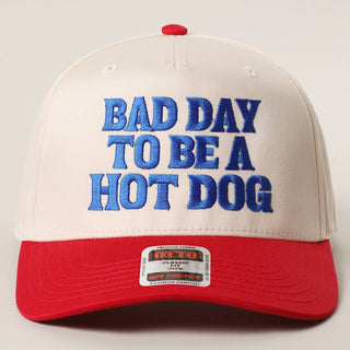 BAD DAY TO BE A HOT DOG Embroidered Trucker Hat- Accessories,accessory,HAT,hats,Seasonal-One Size-RED/NATL-Ace of Grace Women's Boutique