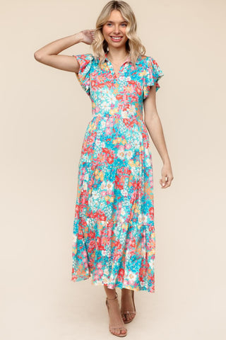 Collared Neck Dress- church dress,colorful dress,dress,dresses & rompers,floral dress,flowy dress,summer dress,tiered dress-Ace of Grace Women's Boutique