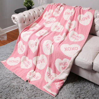 Conversation Heart Reversible Blanket- blanket, gifts, Seasonal, soft blanket, throw blanket-Ace of Grace Women's Boutique