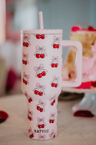 Cherry Bow 38 Oz Tumbler- BOW,Bow detail,BOWS,BRUMATE CUP,Cherry,CUP,CUPS,GIFT,gift idea,GIFT IDEAS,GIFT SET,gifts,glitter tumbler,LEOPARD CUP,Madelynn,MadelynnGrace,pink cup,STANLEY CUP,SWIG,swig cups,tumbler,TUMBLER 40 OZ,WINE CUP,Yeti-Ace of Grace Women's Boutique