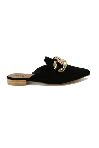 Black Mules with Gold Chain-shoe- chain,FOOTWEAR,gold chain,Mule,shoe,Shoes-6-Ace of Grace Women's Boutique