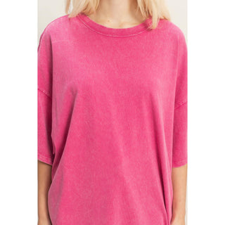 Oversized Mineral Wash T-Shirt- oversized,OVERSIZED TEE,OVERSIZED TOP,pink top,soft top,TOP,Tops,WORK TOP-FUCHSIA-S/M-Ace of Grace Women's Boutique
