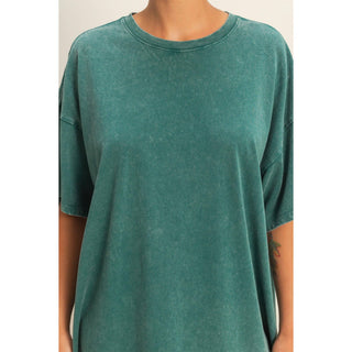 Oversized Mineral Wash T-Shirt- oversized,OVERSIZED TEE,OVERSIZED TOP,pink top,soft top,TOP,Tops,WORK TOP-DARK TEAL-S/M-Ace of Grace Women's Boutique
