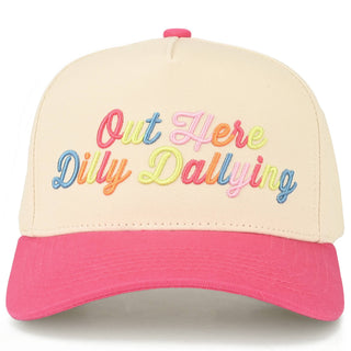 Out Here Dilly Dallying Two Tone Trucker Hat- Accessories,accessory,Hats-Hot Pink-Ace of Grace Women's Boutique