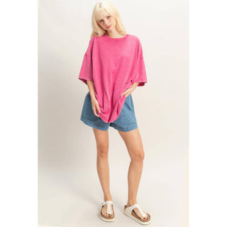 Oversized Mineral Wash T-Shirt- oversized,OVERSIZED TEE,OVERSIZED TOP,pink top,soft top,TOP,Tops,WORK TOP-Ace of Grace Women's Boutique