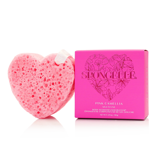 Pink Camellia Valentine's Day Heart Buffer- bath,BATH SET,GIFT,gift idea,GIFT IDEAS,GIFT SET,gifts,Seasonal,SPONGE,spongelle,SPONGELLE BODY BUFFER-Ace of Grace Women's Boutique