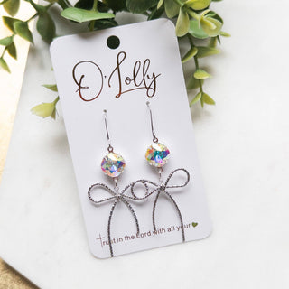 O’Lolly Silver Bow AB Earrings- earring,EARRINGS,Jewelry,o'lolly,SILVER,silver earrings-Ace of Grace Women's Boutique