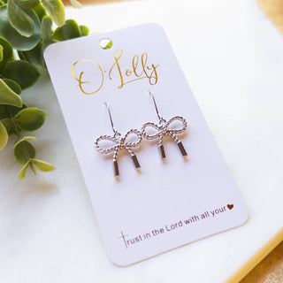O’Lolly Silver Simple Bow Earrings- earring,EARRINGS,Jewelry,o'lolly,SILVER,silver earrings-Ace of Grace Women's Boutique