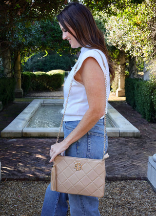 Caroline Hill - Madelyn Clutch/Crossbody Tan Quilted LD- bags,caroline hill,CAROLINE HILL PURSE,PURSE-Ace of Grace Women's Boutique