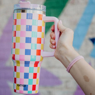 Multicolored Checkered Coffee Cup- BRUMATE CUP,CUP,CUPS,GIFT,gift idea,GIFT IDEAS,GIFT SET,gifts,glitter tumbler,LEOPARD CUP,pink cup,STANLEY CUP,SWIG,swig cups,tumbler,TUMBLER 40 OZ,WINE CUP,Yeti-Multi Checker-Ace of Grace Women's Boutique