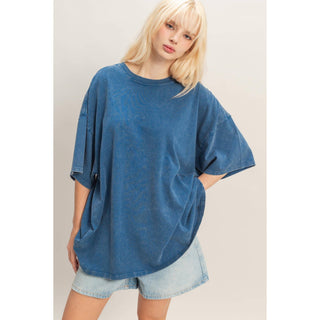 Oversized Mineral Wash T-Shirt- oversized,OVERSIZED TEE,OVERSIZED TOP,pink top,soft top,TOP,Tops,WORK TOP-NAVY-S/M-Ace of Grace Women's Boutique