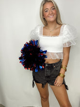 White Smocked Ruffle Crop Top