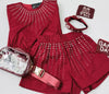 Maroon & Rhinestone Matching Set- day, game, game day, Gameday, maroon-Ace of Grace Women's Boutique