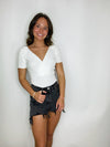 Ribbed Cap Sleeve Top- blue, BLUE CROP TOP, blue top, CAP SLEEVE, ORANGE TOP, ribbed, RIBBED CROP TOP, RIBBED TOP, WHITE, WHITE CROP TOP, white shirt, white top-White-S-Ace of Grace Women's Boutique