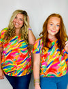 V-Neck Watercolor Short Sleeve Top - ONE 3X LEFT- BRIGHT, plus size, PLUS SIZE TOP, short sleeve, soft top, TOP, V NECK, V NECK TOP, watercolor, womens top-Ace of Grace Women's Boutique