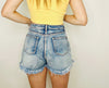 High Waisted Button Up Distressed Denim Shorts- denim shorts, HIGH RISE DENIM SHORTS, LIGHT DENIM SHORTS, shorts, SUMMER SHORTS-Ace of Grace Women's Boutique