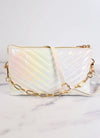 Sherman White Opal Quilted Crossbody- caroline hill, CAROLINE HILL CROSSBODY, CAROLINE HILL PURSE, CLUTCH PURSE, crossbody, CROSSBODY PURSE, metallic purse, OPAL CROSSBODY, PURSE, PURSES-Ace of Grace Women's Boutique