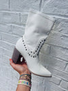 Classic White Stud Cowgirl Boot- BOOTS, cowgirl, cowgirl boots, SHOES, white boots, white shoes-Ace of Grace Women's Boutique