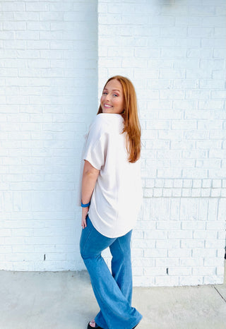 Tan Perfect For Work Top- clothing,Curvy,oversized,OVERSIZED TEE,OVERSIZED TOP,Perfect for work,Sale,Tops,WORK SHIRT,WORK TOP-Ace of Grace Women's Boutique