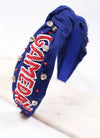 Navy/Red Game Day Embellished Headband- BEADED HEADBAND, game day, GAME DAY HEADBAND, game days, gameday, headband, headbands, RHINESTONE HEADBAND, TOP KNOT HEADBAND-Ace of Grace Women's Boutique
