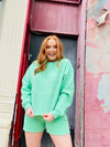 Malibu Green Athletic Pullover- COZY SET, GREEN, LOUNGE SET-Ace of Grace Women's Boutique