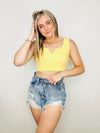 Yellow Ribbed Cropped Tank- RIBBED TANK, RIBBED TANK TOP, RIBBED TOP, YELLOW, yellow top-Ace of Grace Women's Boutique