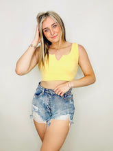 Yellow Ribbed Cropped Tank