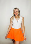Classic Pleated Tennis Skort - ONE SMALL ORANGE LEFT- ORANGE SKORT, PINK SKORT, skort, Tennis skort-Ace of Grace Women's Boutique