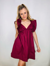 Maroon Ruffled Tie Back Dress