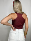 Maroon Crossed-Neck Knit Top- Cross neck, game, game day, game days, gameday, MAROON, MAROON TANK TOP, maroon top, TOP-Ace of Grace Women's Boutique