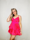 Pink Pleated Ruffled Dress- colorful dress, dress, flowy dress, ROMPER, Romper dress-Ace of Grace Women's Boutique