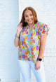 Pink Floral Babydoll Top- floral, floral pattern, floral print, FLORAL TOP, florals, plus size, PLUS SIZE TOP, RUFFLE, ruffle sleeves, ruffled, RUFFLES-Ace of Grace Women's Boutique