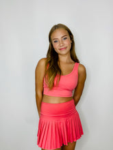 GOLD HINGE Pleated Skirt - Dark Coral
