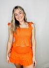 Orange Ruffle Sleeve Mocked Top- orange, ORANGE TOP, ruffle sleeves, RUFFLE TOP, RUFFLES-Ace of Grace Women's Boutique