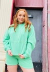 Malibu Green Athletic Pullover- COZY SET, GREEN, LOUNGE SET-Ace of Grace Women's Boutique