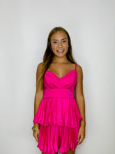 Pink Pleated Ruffled Dress