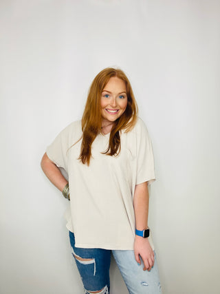 Tan Perfect For Work Top- clothing,Curvy,oversized,OVERSIZED TEE,OVERSIZED TOP,Perfect for work,Sale,Tops,WORK SHIRT,WORK TOP-Ace of Grace Women's Boutique
