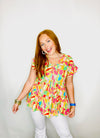 Multi Color Floral Tiered Top- -Ace of Grace Women's Boutique