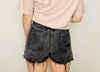 High Waisted Black Washed Denim Shorts- black denim, Black Denim short, denim, denim shorts-Ace of Grace Women's Boutique