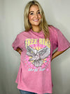 Free Bird Vintage Eagle Pink Graphic Tee- -Ace of Grace Women's Boutique