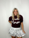 Maroon Touchdown Puff Sleeve Sweater- football, game, game day, game days, gameday, MAROON, maroon top, Mississippi state, MSU-Ace of Grace Women's Boutique