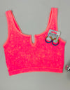 Classic Ribbed Cropped Tank- CROPPED, CROPPED TANK, CROPPED TANK TOP-Neon Coral-S/M-Ace of Grace Women's Boutique